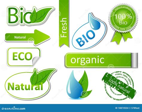 Bio Sticker Set Stock Vector Illustration Of Ecological 18874554