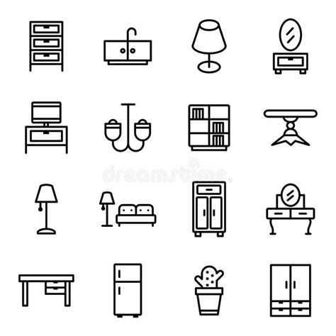 Furniture And Home Decor Icon Set Vector Illustration Stock Vector