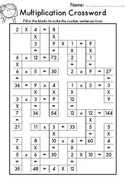 multiplication crossword freebie ejercicios de calculo
