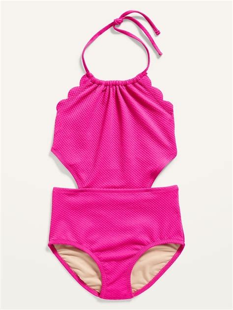 Old Navy Halter Scallop Edged Cutout Swimsuit For Girls 650218013000