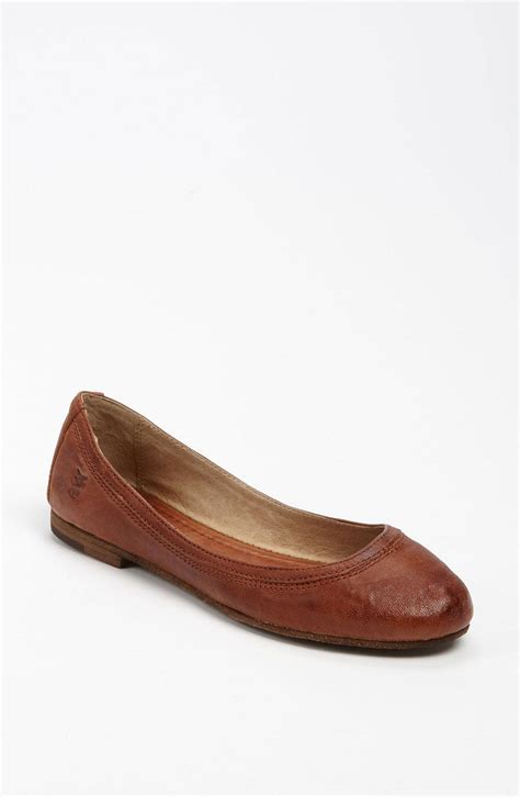 Frye Leather Carson Ballet Flat In Cognac Leather Brown Lyst