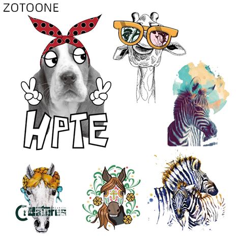 Zotoone Cute Animal Patches For Clothing Cartoon Donkey Zebra Stickers