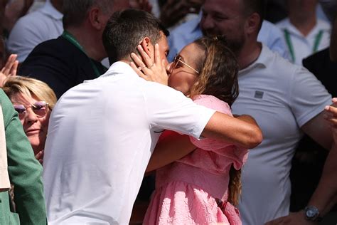 Novak Djokovic Kisses Wife Jelena After Wimbledon Win