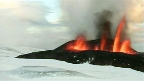 Iceland Volcano Pours From The Snow Video Abc News