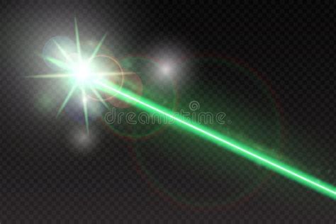 Green Laser Beam Light Effect Isolated On Transparent Background Stock
