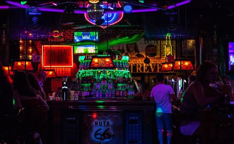 Hd Wallpaper Lights Led Route 66 Lanzarote Bar Night Retail