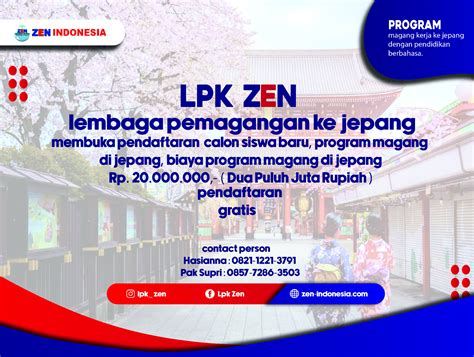 Kembali Dibuka Pandaftaran Calon Siswa Baru Lpk Zen Program Magang