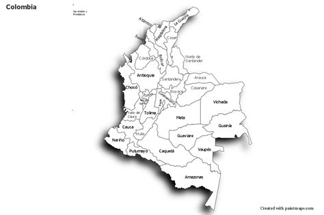 Sample Maps For Colombia Black Whiteshadowy Mapas Preescolar De