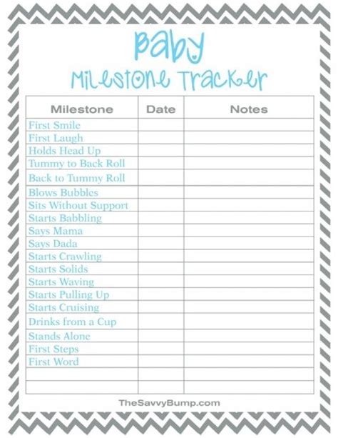 Free Printable Baby Milestone Tracker • The Savvy Bump Baby