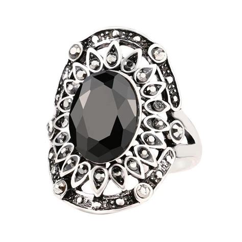 Stunning Gemstone Classic Style Ring With Crystals The Black Ravens