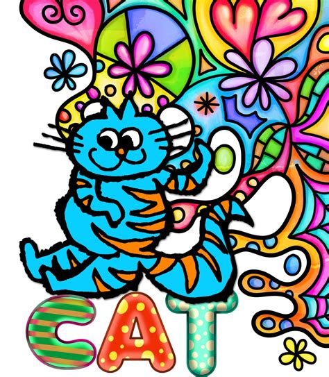 Colorful Cat Doodle Poster Free Stock Photo Public Domain Pictures