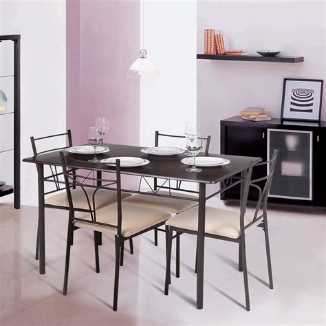 Search results for metal kitchen tables. iKayaa 5PCS Table and Chairs Set 4 Person Metal Kitchen ...