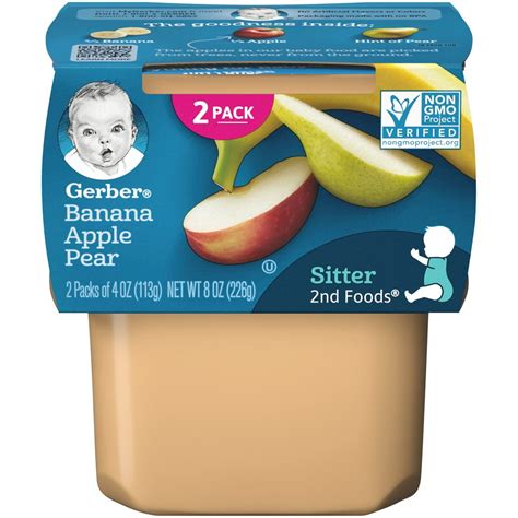 Gerber 2nd Foods Banana Apple Pear Baby Food 4 Oz Tubs 2 Count