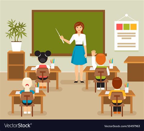 Classroom With Teacher And Students Royalty Free Vector