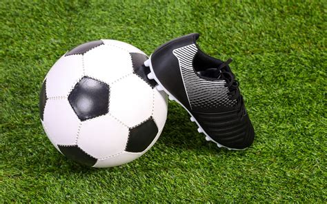 Download Wallpaper 3840x2400 Soccer Ball Boot Grass Sports Football