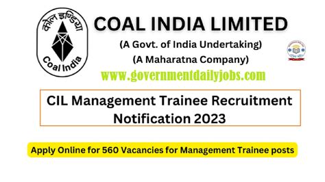 Coal India Management Trainees Recruitment 2023 Apply Online For 560 Posts