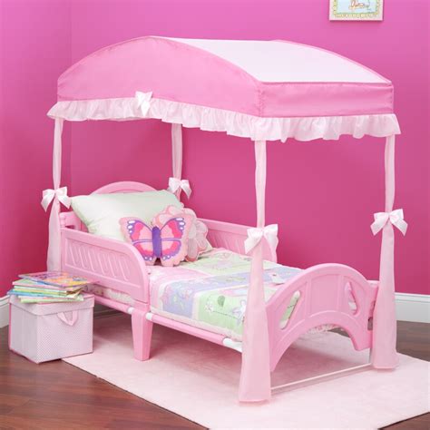 For a tent look, make your bed canopy girls of two curtain rods mounted on the roof. Delta Children Children's Girls Canopy for Toddler Bed ...