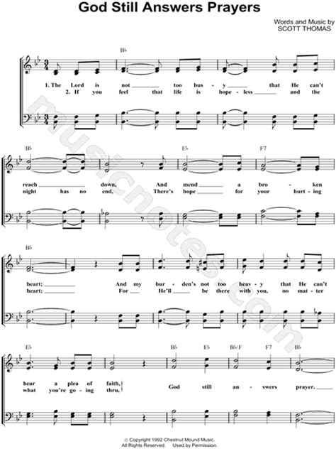 Collection by solid food ministries. Karen Peck "God Still Answers Prayers" Sheet Music in Bb Major - Download & Print - SKU: MN0067412