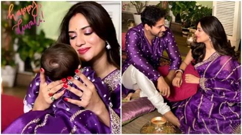 Nusrat Jahan Celebrates Diwali With Yash Dasgupta Holds Son Yishaan In Her Arms As They Twin In