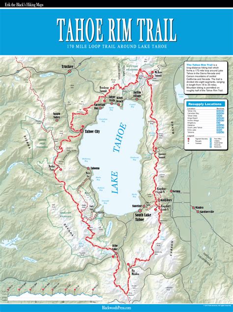 Tahoe Rim Trail Map Tahoe Trip Hiking Map Lake Tahoe Map