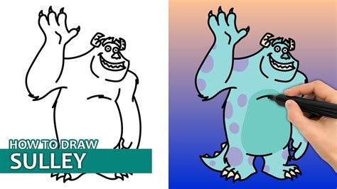 How To Draw Sulley From Monsters Inc Easy Drawing Tutorial Youtube