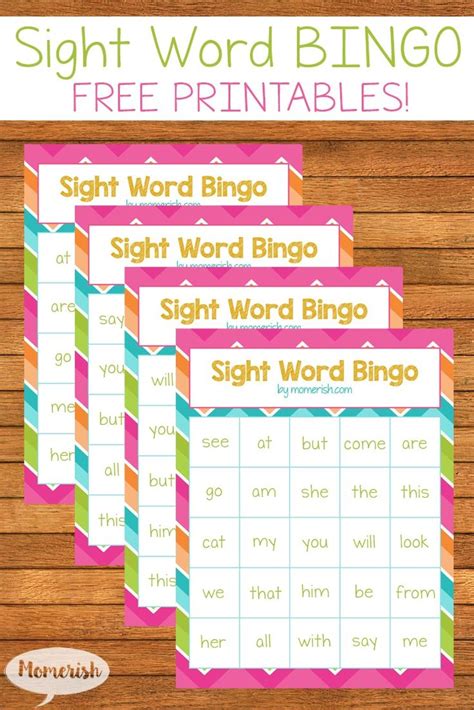 Print These Free Sight Words Bingo Printables For Your Little Ones