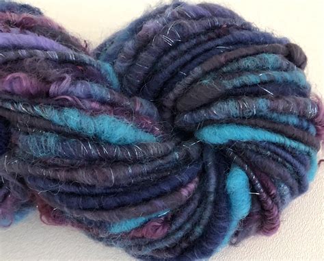 Super Bulky Handspun Yarn In The Midnight Hour 60 Yds Blue Etsy