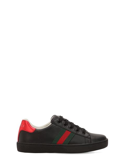 Gucci New Ace Nappa Leather Sneakers In Black Modesens