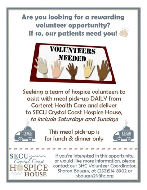 Meal Delivery Volunteers Needed Crystal Coast Hospice House