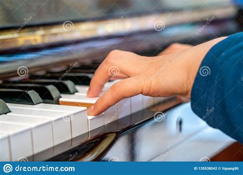 Young Woman Playing Keyboard On Piano Stock Photo Image