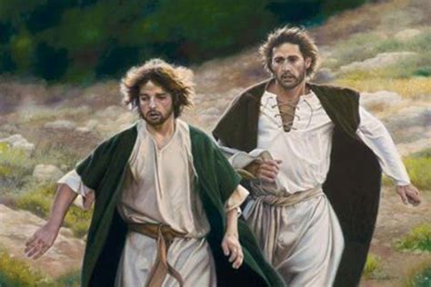 Peter is also the disciple whose failures are most fully described in the new testament. Disciples running to see the empty tomb
