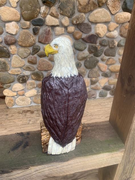 Eagle Chainsaw Carving Bald Eagle Hand Carved Wood Eagle Wooden