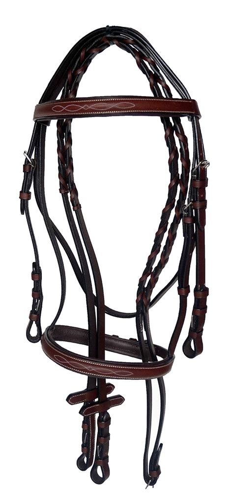Equitem Fancy Stitched Cob English Padded Brown Leather Bridle With