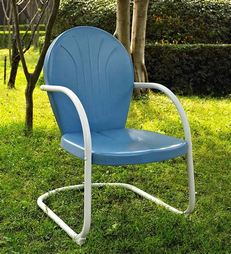 Griffith Retro Metal Lawn Chair Blue Plowhearth