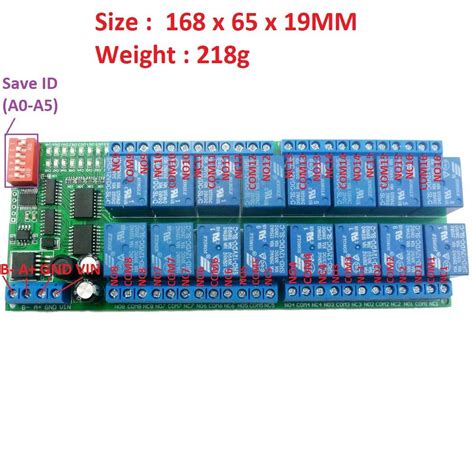 Dc 12v 16 Channel Rs485 Relay Module Modbus Rtu Serial Protocol 485