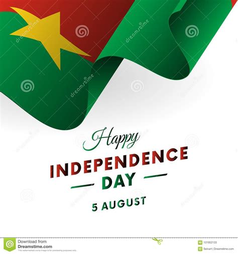 Banner Or Poster Of Burkina Faso Independence Day Celebration Waving