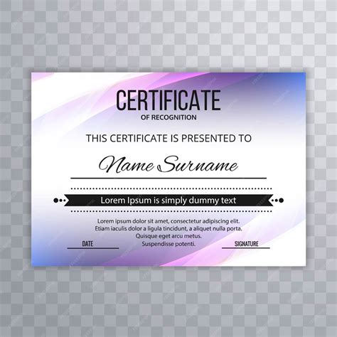 Certificado Plantilla Premium Premios Diploma Diseño Colorido Ola