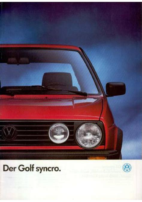 1989 Euro Vw Golf Ii Syncro Sales Brochure By Vwgolfmk2oc Issuu
