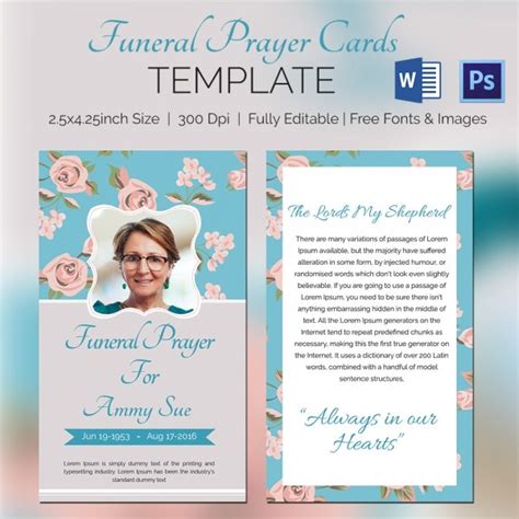 Free Printable Funeral Prayer Card Template Printable Templates