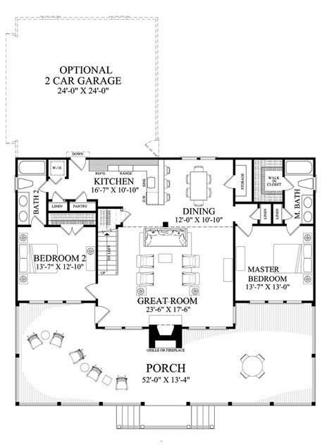 Cabin Style House Plan 2 Beds 2 Baths 1727 Sqft Plan