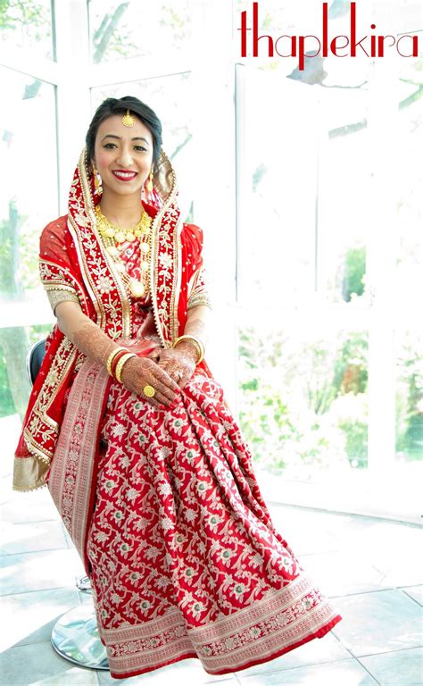Nepali Bride Ghumti Wedding Jewelry Banarasi Silk Saree Wedding Saree