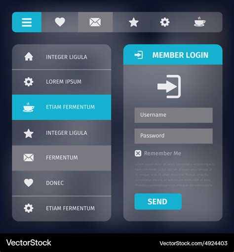 User Interface With Menu And Icons Royalty Free Vector Image