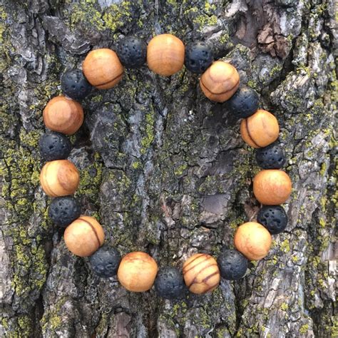 Holy Land Olive Wood Beads And Lava Rock Bead Stretchy Etsy