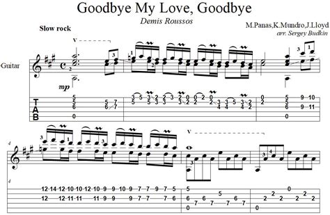 Goodbye My Love Goodbye For Guitar Guitar Sheet Music And Tabs