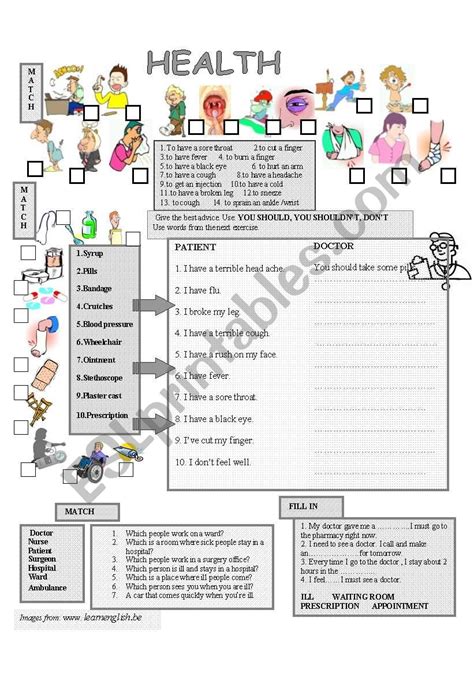 Printable Health Worksheets For Kids