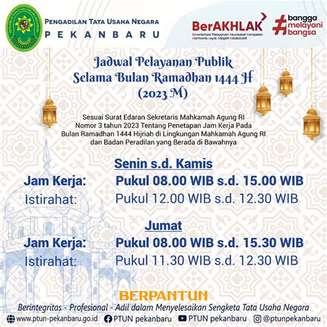 Jadwal Pelayanan Di PTUN Pekanbaru selama Bulan Ramadhan – Website