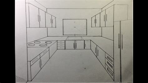 How To Draw Kitchen Set In One Point Perspective One Point