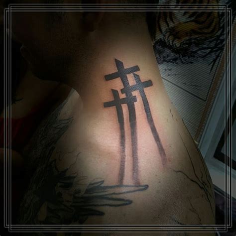 Neck Three Crosses Tattoo What Does 3 Cross Tattoo Mean Represent