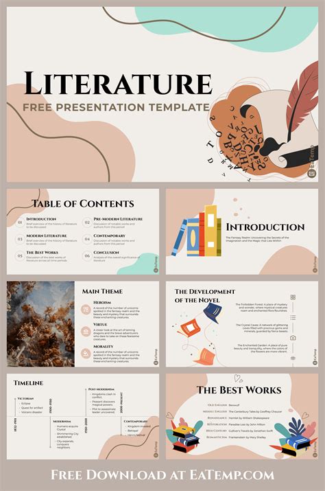 English Literature Presentation Template Free Powerpoint Templates
