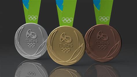 Weighing around 500g, the medals will instead be made mostly of silver (494g) with only 6g of gold. rio 2016 olympics medals 3d model